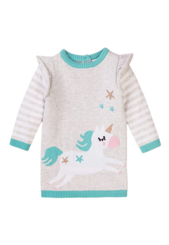 Šaty dívčí úpletové, Minoti, Magical 9, šedá - 86/92 | 18-24m