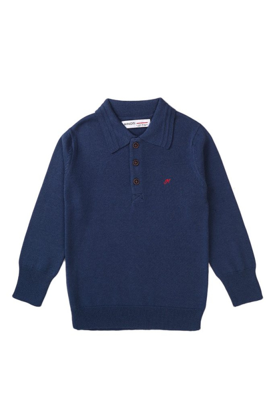 Tričko chlapecké Polo s dlouhým rukávem, Minoti, Retro 1, modrá - 98/104 | 3/4let