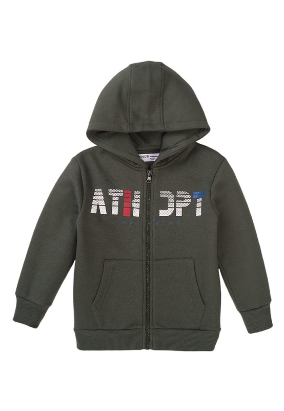 Mikina chlapecká s kapucí, Minoti, 7BZTHRU 6, khaki - 140/146 | 10/11let
