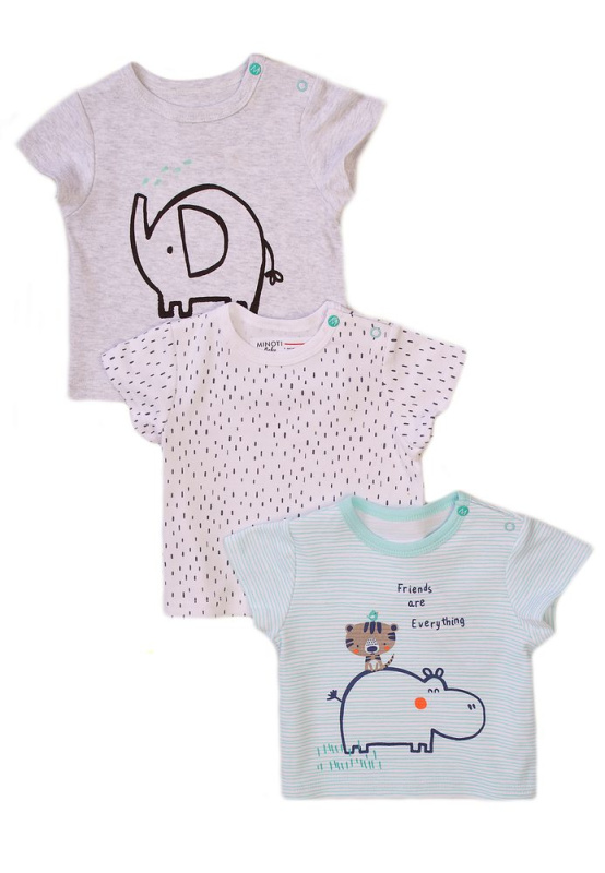 Tričko kojenecké s krátkým rukávem 3pack, Minoti, Koala 3, bílá - 62/68 | 3-6m