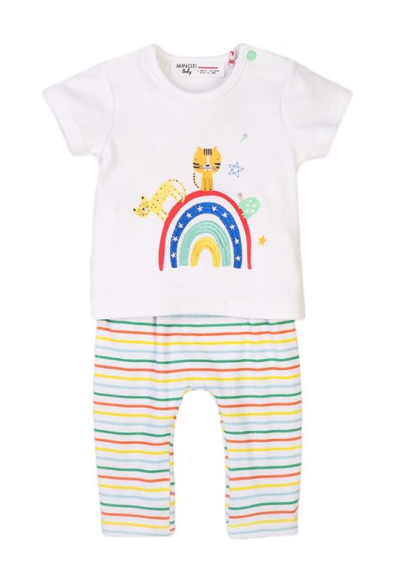 Kojenecký set - tričko a tepláky, Minoti, Smiling 1, bílá - 74/80 | 9-12m