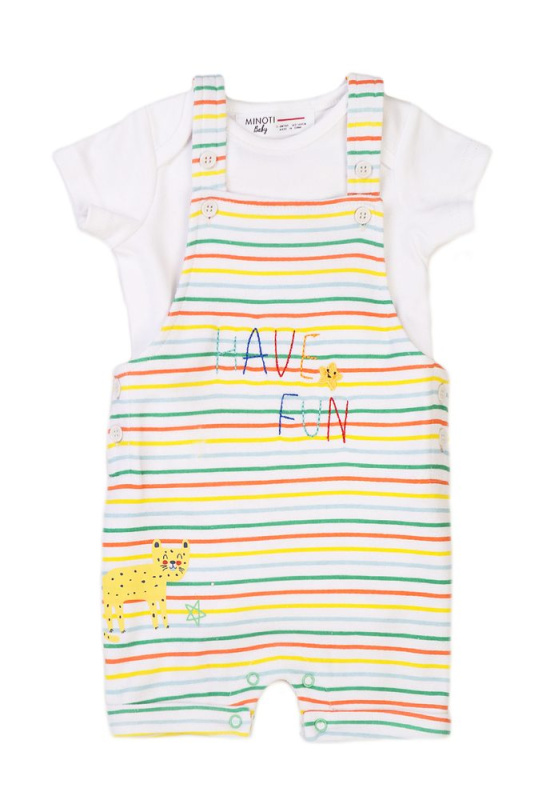 Kojenecky set - body a kraťasy, Minoti, Smiling 7, bílá - 74/80 | 9-12m