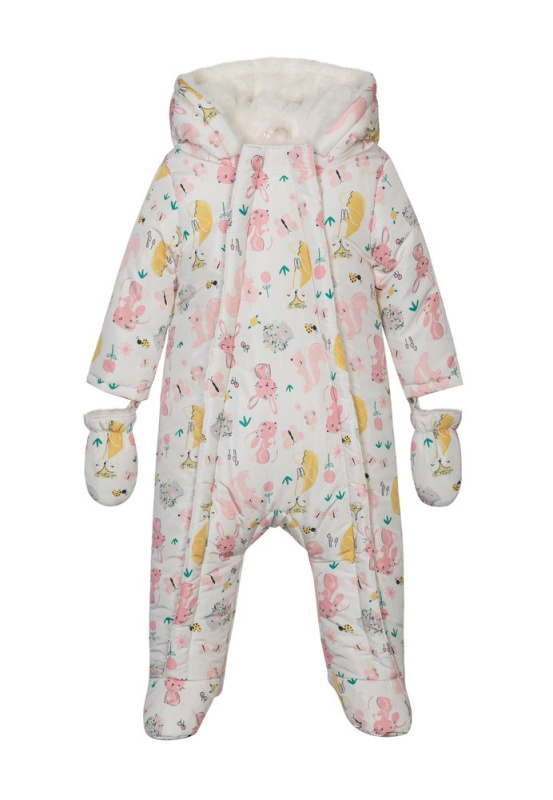 Kombinéza kojenecká zimní podšitá chlupem, Minoti, Butterfly 3, růžová - 62/68 | 3-6m