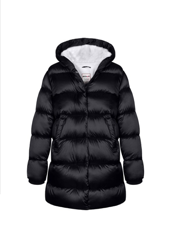 Kabát dívčí nylonový Puffa podšitý microfleecem, Minoti, 12COAT 2, černá - 98/104 | 3/4let