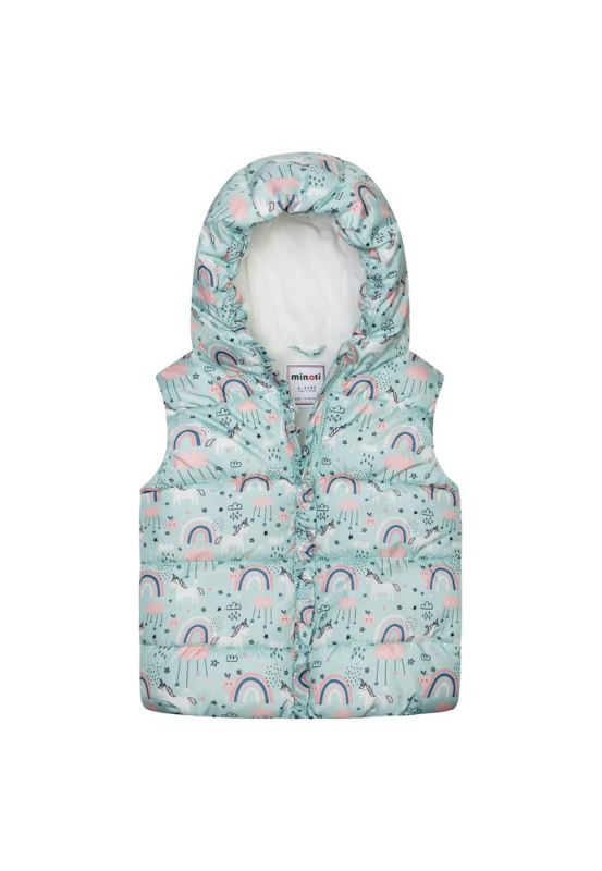 Vesta dívčí nylonová Puffa podšitá microfleecem, Minoti, 12GILET 18, modrá - 86/92 | 18-24m