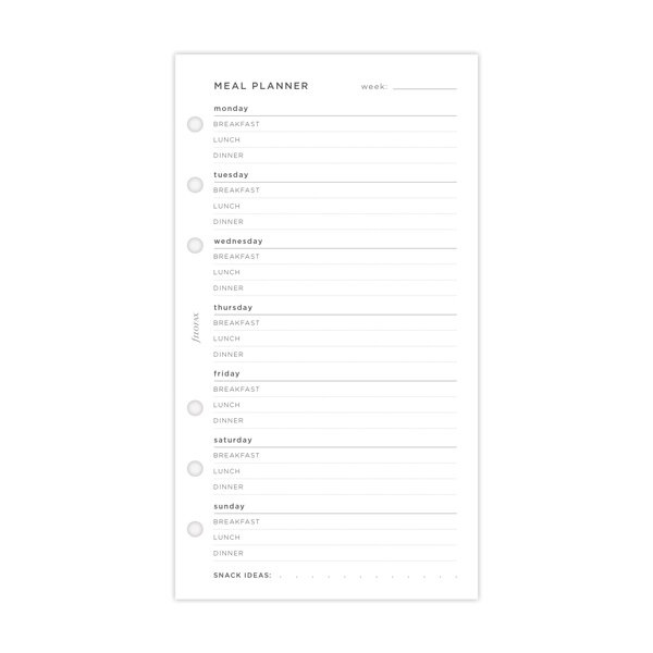Plánování jídla náplň osobních diářů Filofax