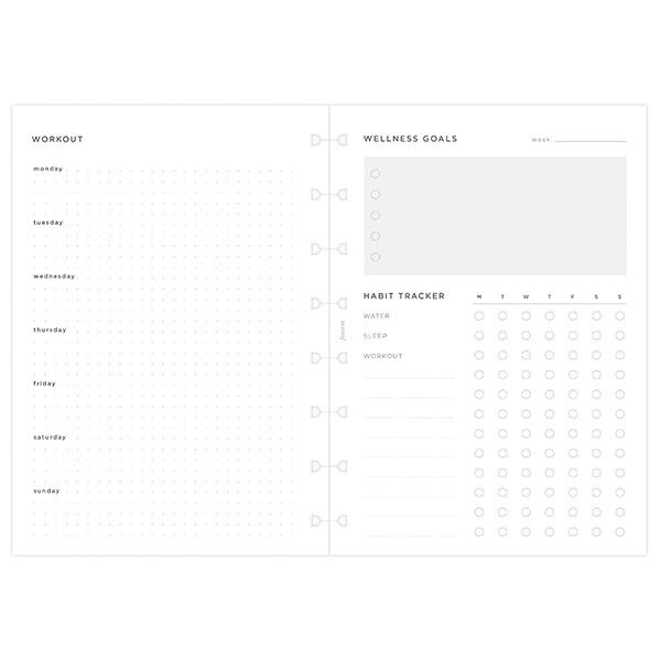A5 Wellness Plánování - náplň A5 zápisníků Filofax Notebook