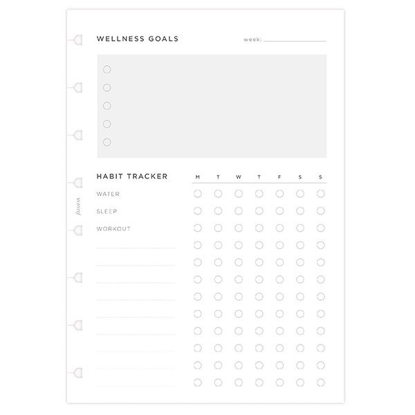 A5 Wellness Plánování - náplň A5 zápisníků Filofax Notebook