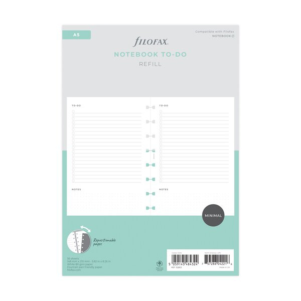 Sledování úkolů náplň A5 zápisníků Filofax Notebook
