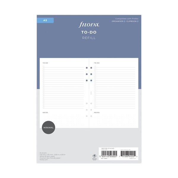 Sledování úkolů náplň A5 diářů Filofax