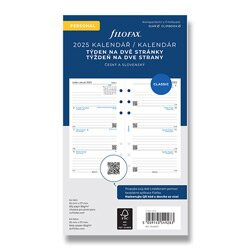 Týdenní kalendář 2025, týden/2 strany náplň osobních diářů Filofax