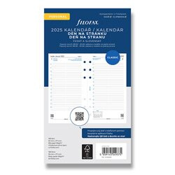Denní kalendář 2025, den/1 strana náplň osobních diářů Filofax