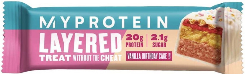 MyProtein 6 Layer Bar - šestivrstvá proteinová tyčinka 60 g Příchuť: Vanilla Birthday Cake