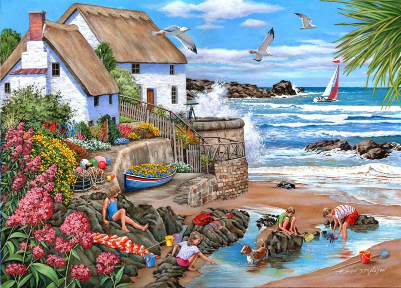 Puzzle Chata na pobřeží 1000 dílků