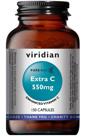Viridian Nutrition Viridian Extra Vitamin C 550mg 150 kapslí