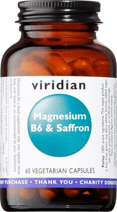Viridian Nutrition Magnesium B6 & Saffron 60 kapslí (Hořčík, vitamín B6 a šafrán)
