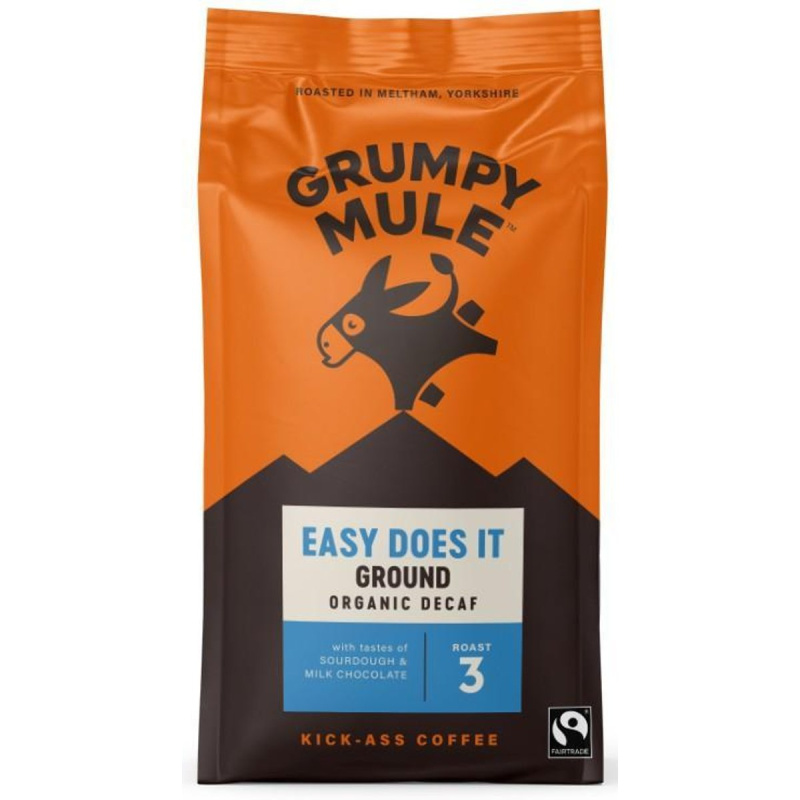 Grumpy Mule BIO Mletá káva bez kofeinu Arabica SCA 83