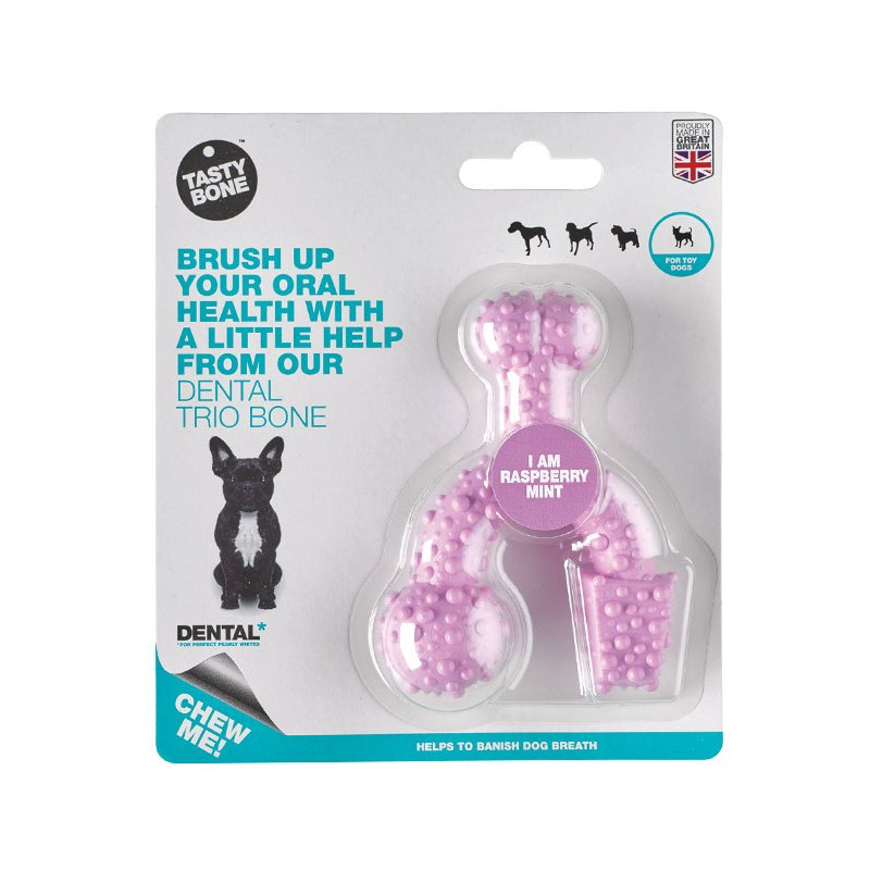 Tasty Bone Dental trio kostička nylonová pro extra malé psy - Raspberry mint