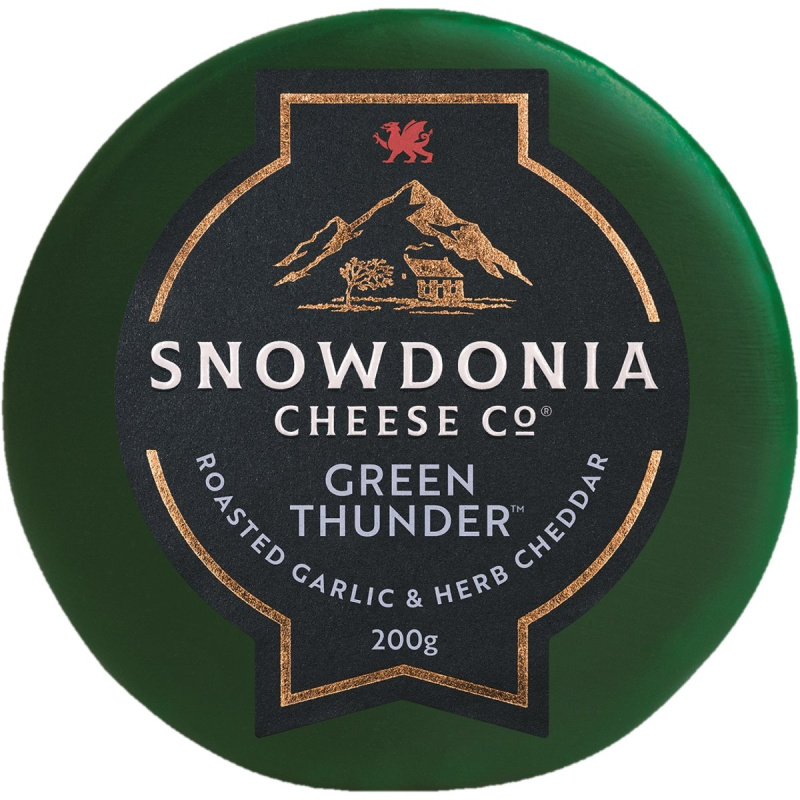Snowdonia Cheddar Green Thunder sýr s pečeným česnekem a bylinkami