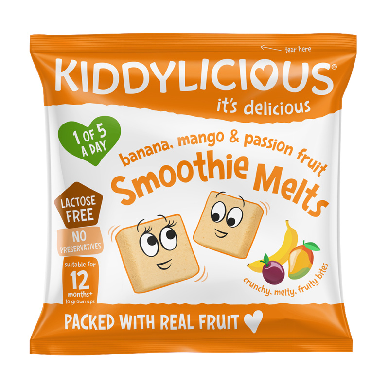 Kiddylicious Ovocné polštářky z banánu, manga a marakuji, 6g