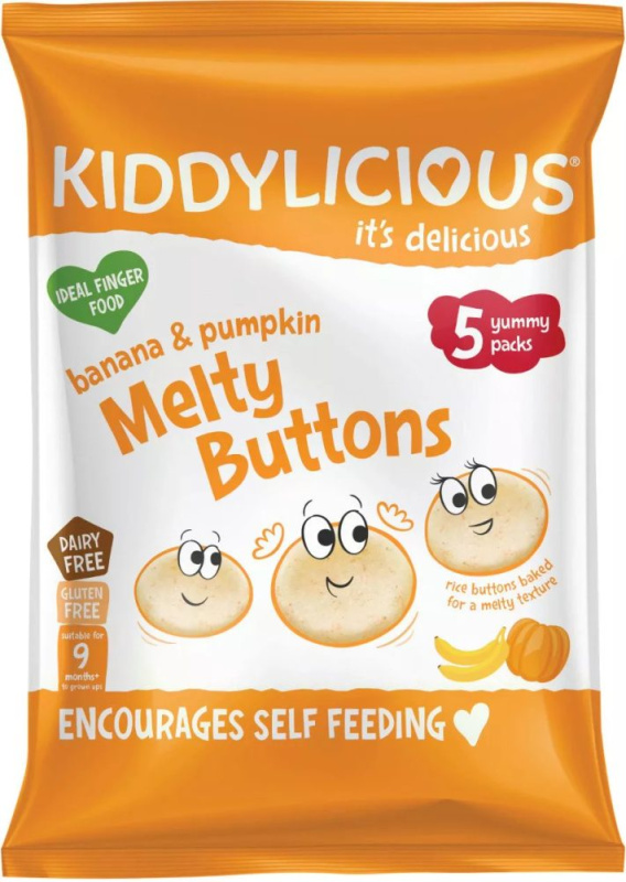Kiddylicious Ovocno-zeleninové knoflíčky banán s dýní, 5x6g