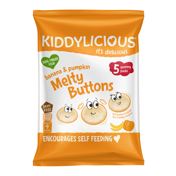 Kiddylicious Ovocno-zeleninové knoflíčky banán s dýní, 5x6g