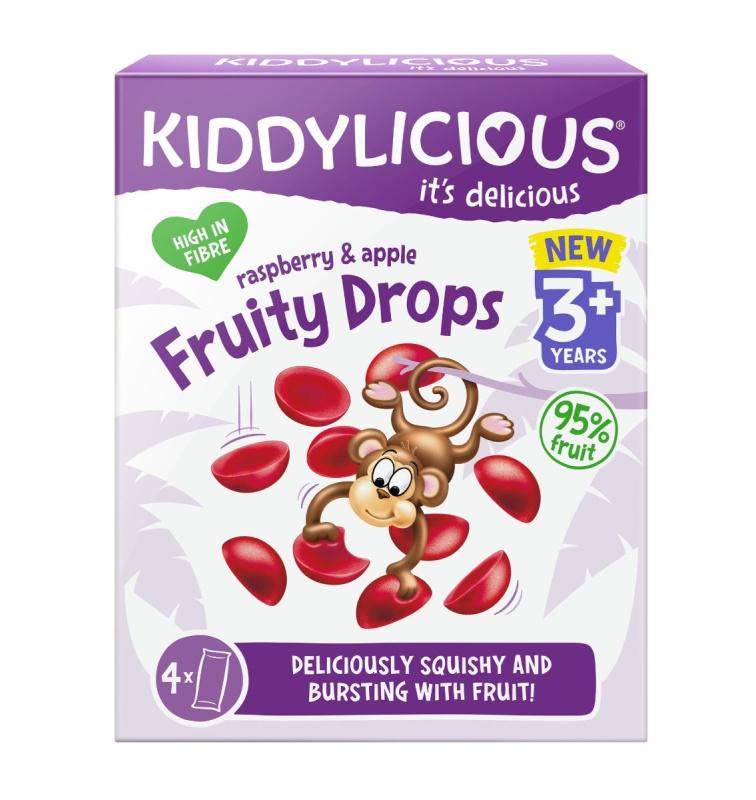 Kiddylicious Ovocné želé bonbónky malina a jablko,4x16g