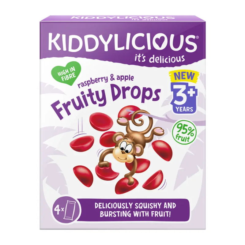 Kiddylicious Ovocné želé bonbónky malina a jablko,4x16g