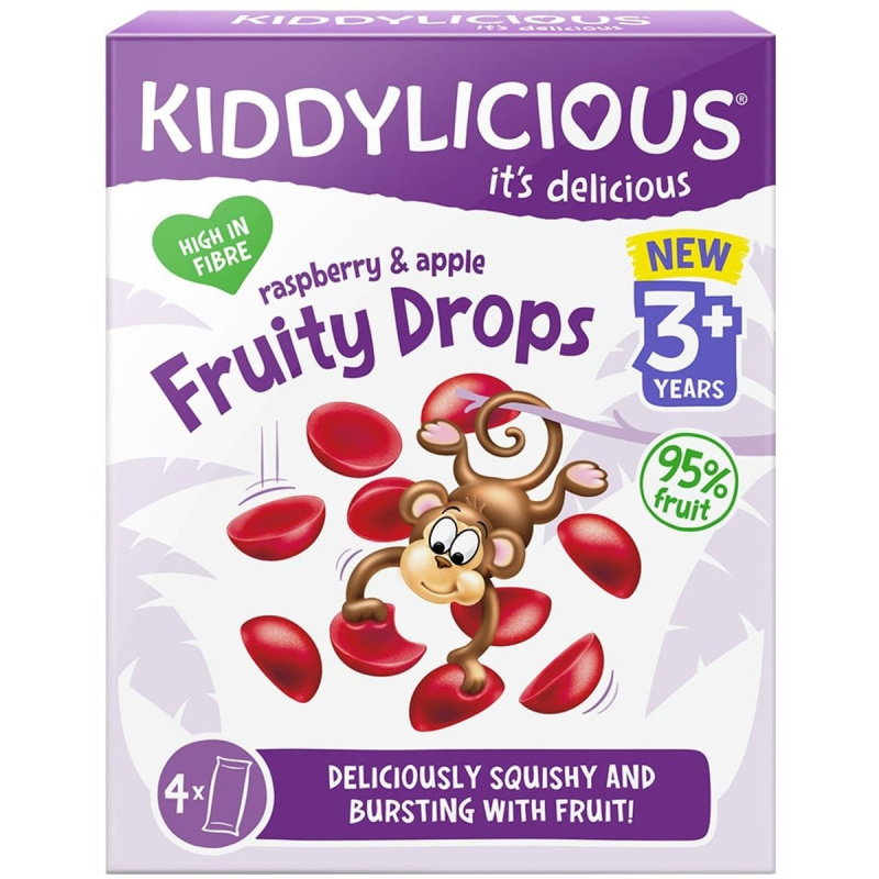 Kiddylicious Ovocné želé bonbónky malina a jablko,4x16g