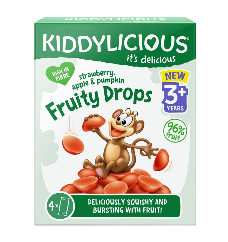 Kiddylicious Ovocné želé bonbónky jahoda, jablko a dýně, 4x16g