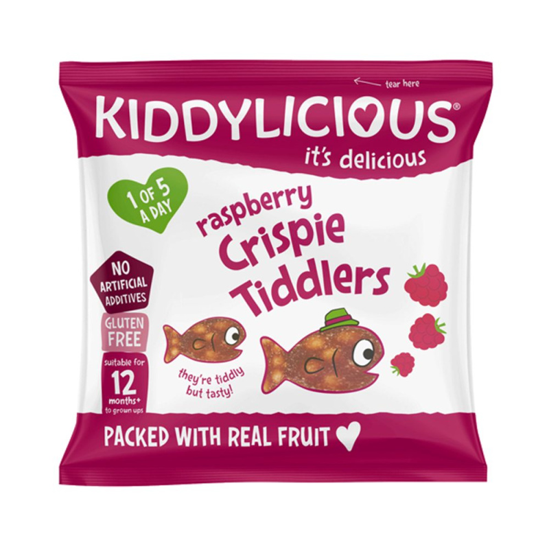 Kiddylicious Křupavý rýžové rybičky malinové, 12g