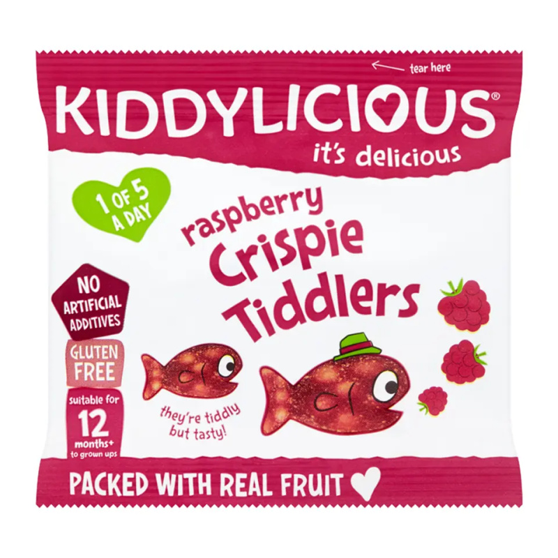 Kiddylicious Křupavý rýžové rybičky malinové, 12g