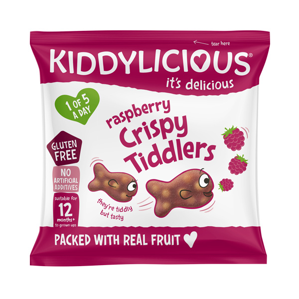 Kiddylicious Křupavý rýžové rybičky malinové, 12g