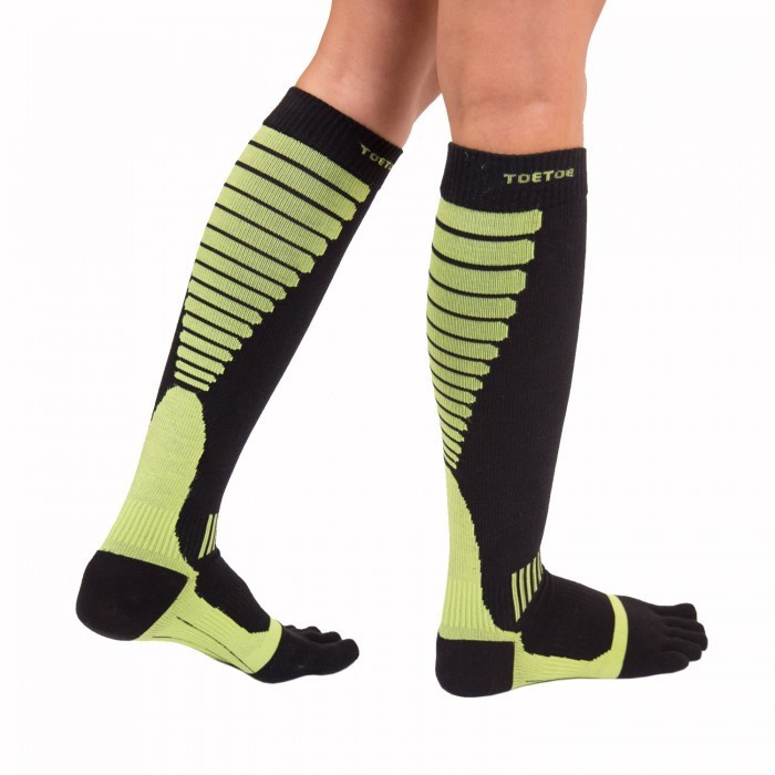 Compression Knee-High prstové kompresní podkolenky ToeToe černá / zelená S
