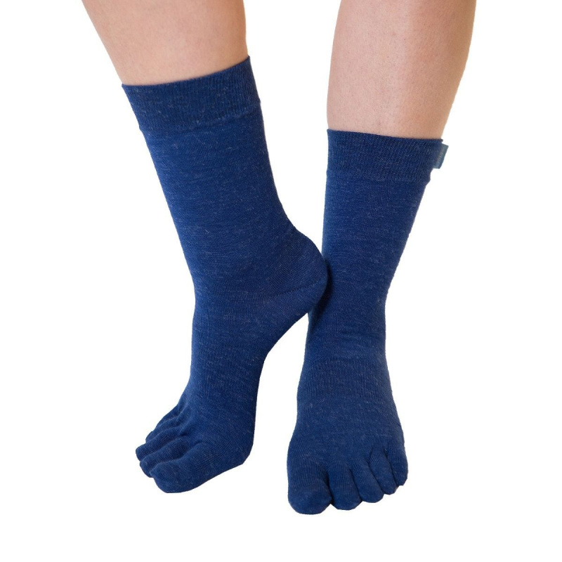 WOOL luxusní vlněné prstové ponožky ToeToe modrá L