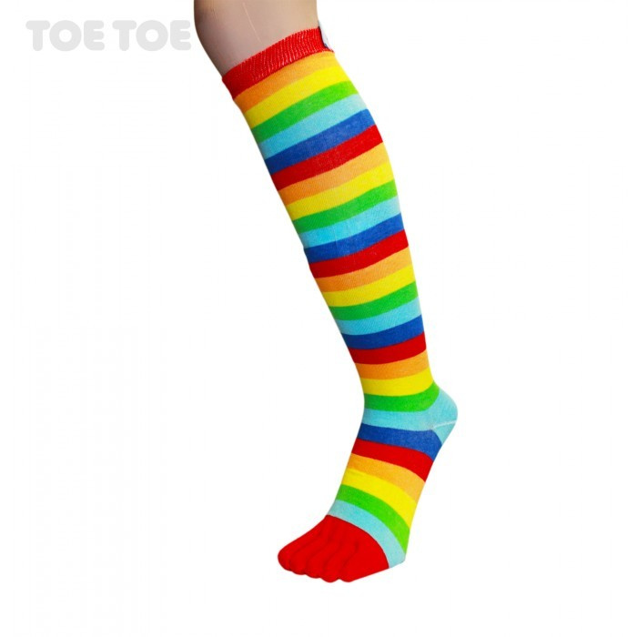 KNEE-High prstové podkolenky ToeToe rainbow (duha)
