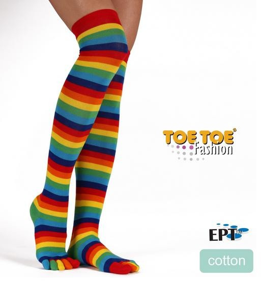 OVER-KNEE prstové nadkolenky ToeToe rainbow (duha)