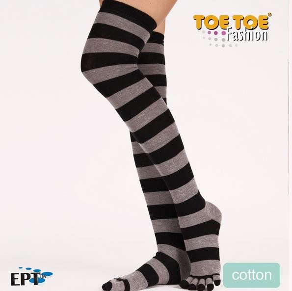 OVER-KNEE prstové nadkolenky ToeToe černá / šedá