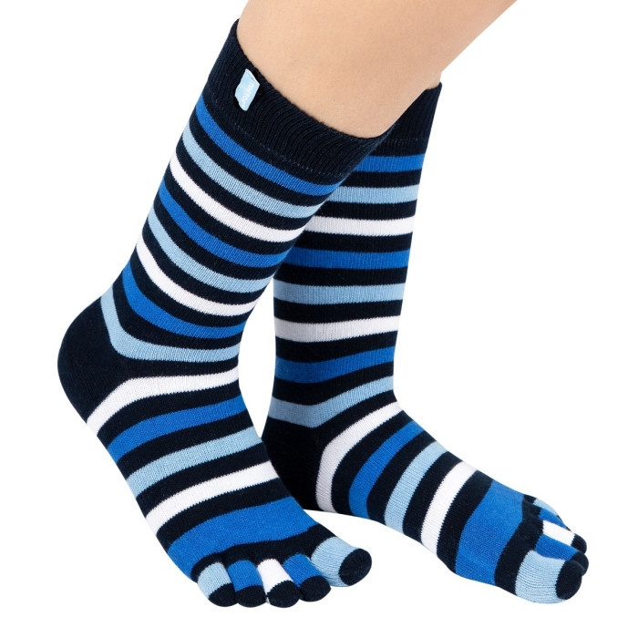 STRIPY prstové pruhované ponožky ToeToe modrá