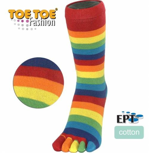 STRIPY prstové pruhované ponožky ToeToe rainbow (duha)
