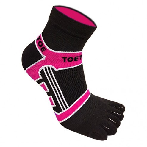 RUNNERS COLOR sportovní kotníkové prstové ponožky ToeToe černá / růžová S