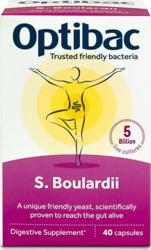 Optibac Saccharomyces Boulardii (Probiotika při průjmu) 40 kapslí