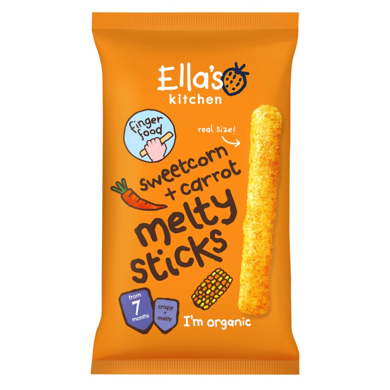 ELLA'S KITCHEN Křupavé tyčky s kukuřicí a mrkví BIO 16 g