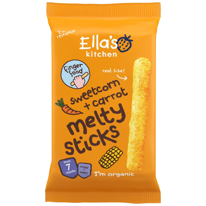 Ella's Kitchen BIO Křupavé tyčky s kukuřicí a mrkví