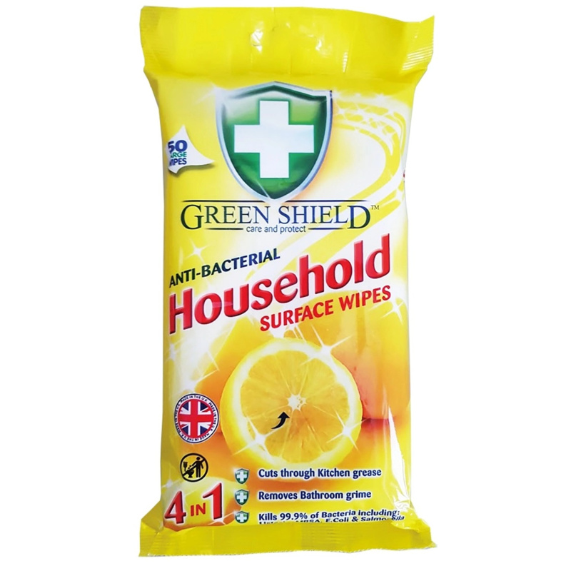 Antibakteriální vlhčené utěrky - GREEN SHIELD, 50 ks