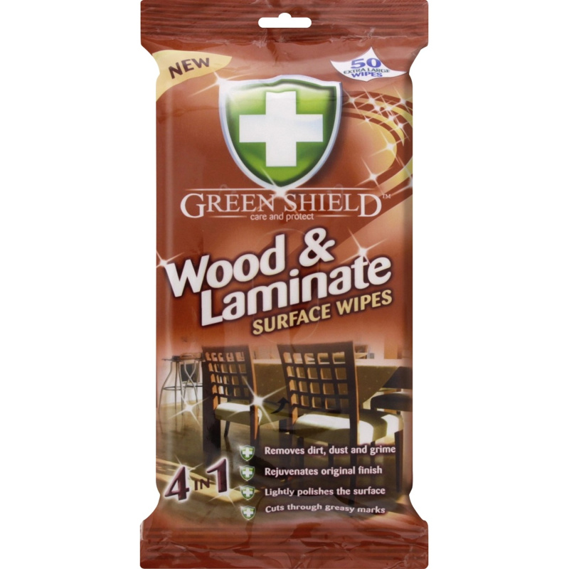 Vlhčené utěrky na dřevo - GREEN SHIELD, 50 ks