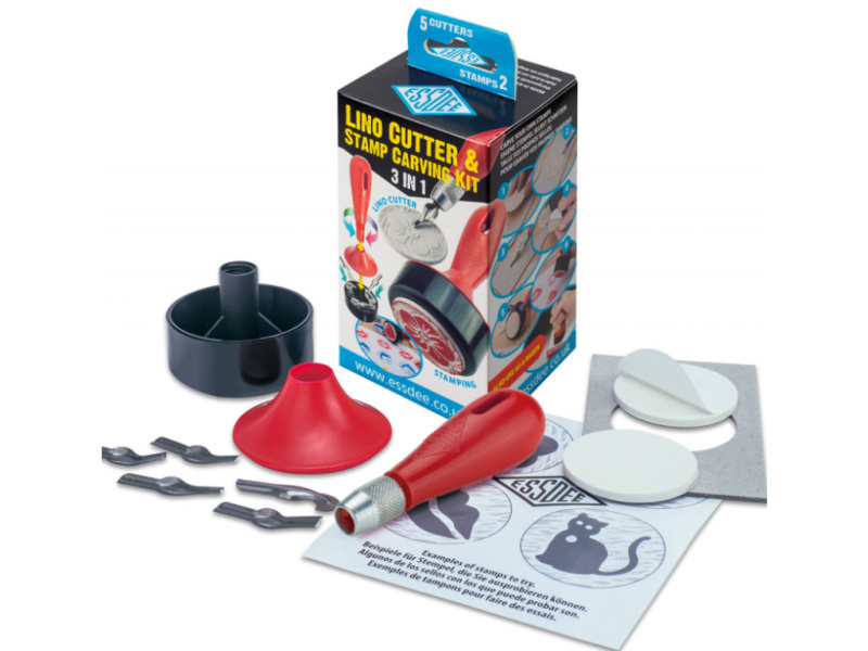 Sada pro linoryt 3v1 ESSDEE - 5 různých rydel a 2 samolepící lina