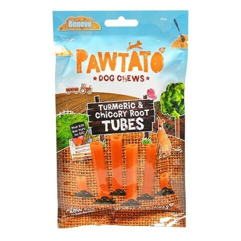 Benevo Odměna pro psy Pawtato Tubes Turmeric & Chicory Root 90g