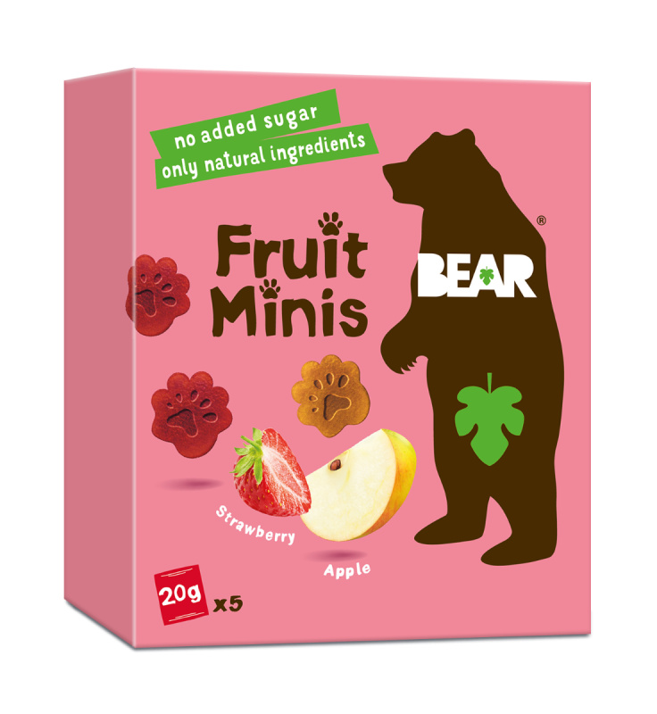 Bear Fruit Minis ovocné kousky jahoda a jablko (5×20 g)