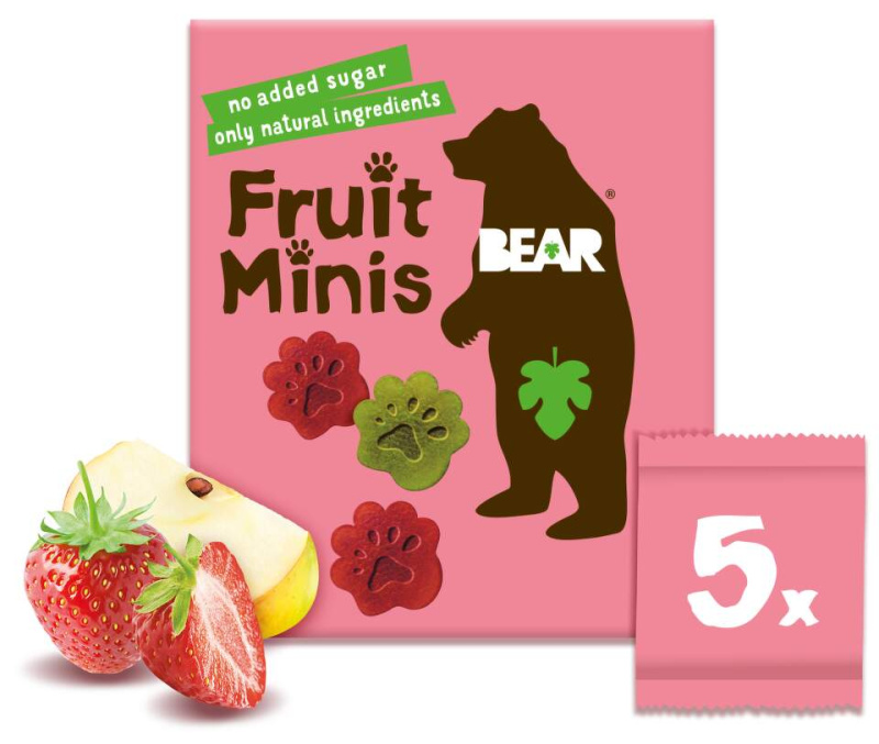 Bear Fruit Minis ovocné kousky jahoda a jablko (5×20 g)